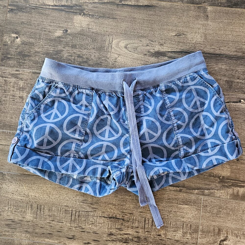 PINK Victoria’s Secret Navy Peace Sign Print Shorts Size 4 Y2K 2000s